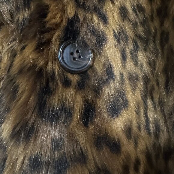 J.Crew Faux Fur Leopard Animal Print 4 Button Pea Coat - Picture 8 of 8
